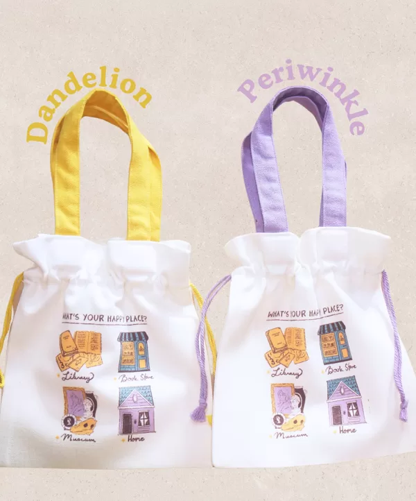 Drawstring pouch for your reading essentials!
